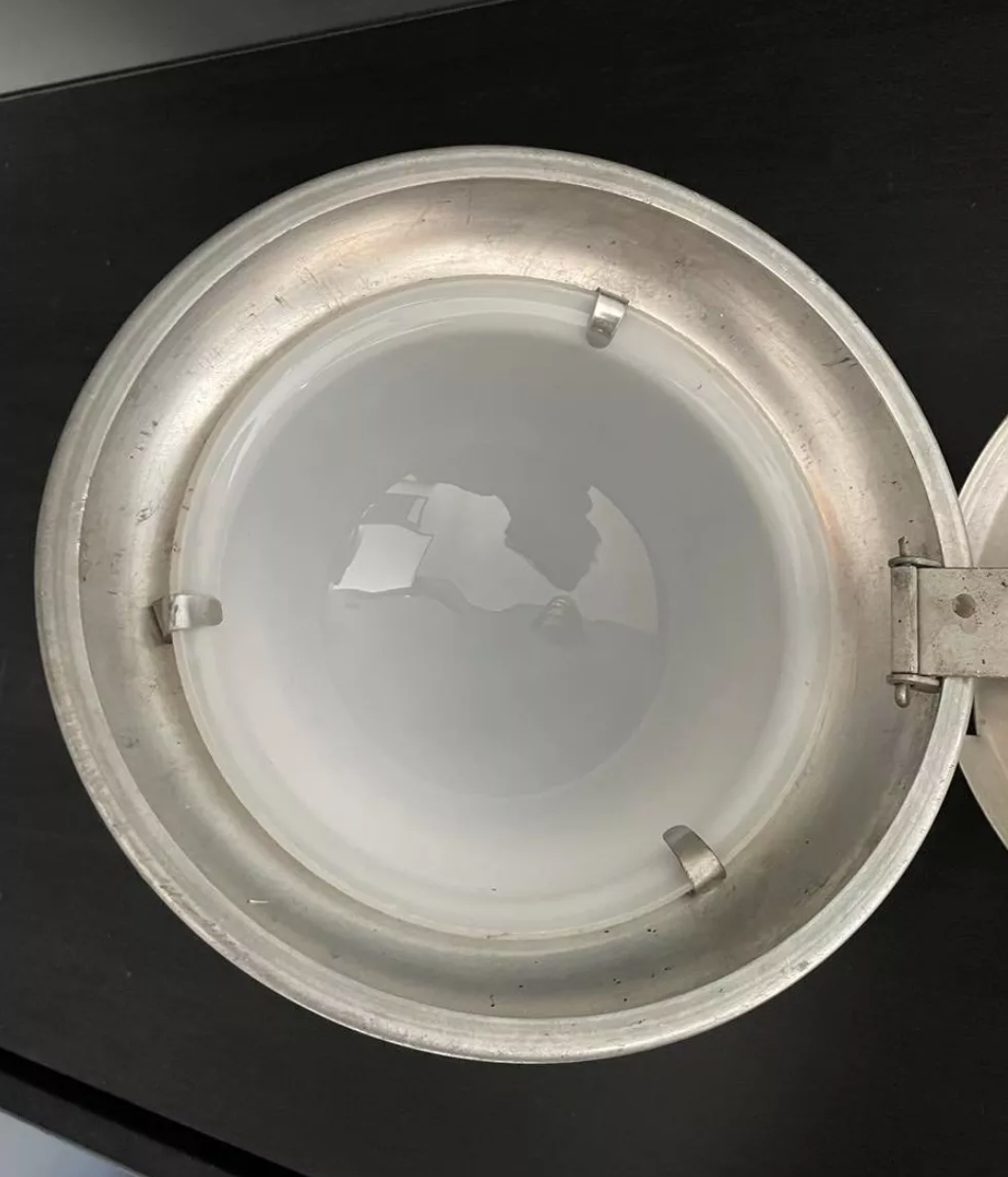 Pair of vintage chrome and opaline wall lamps, Gal Paris 1940