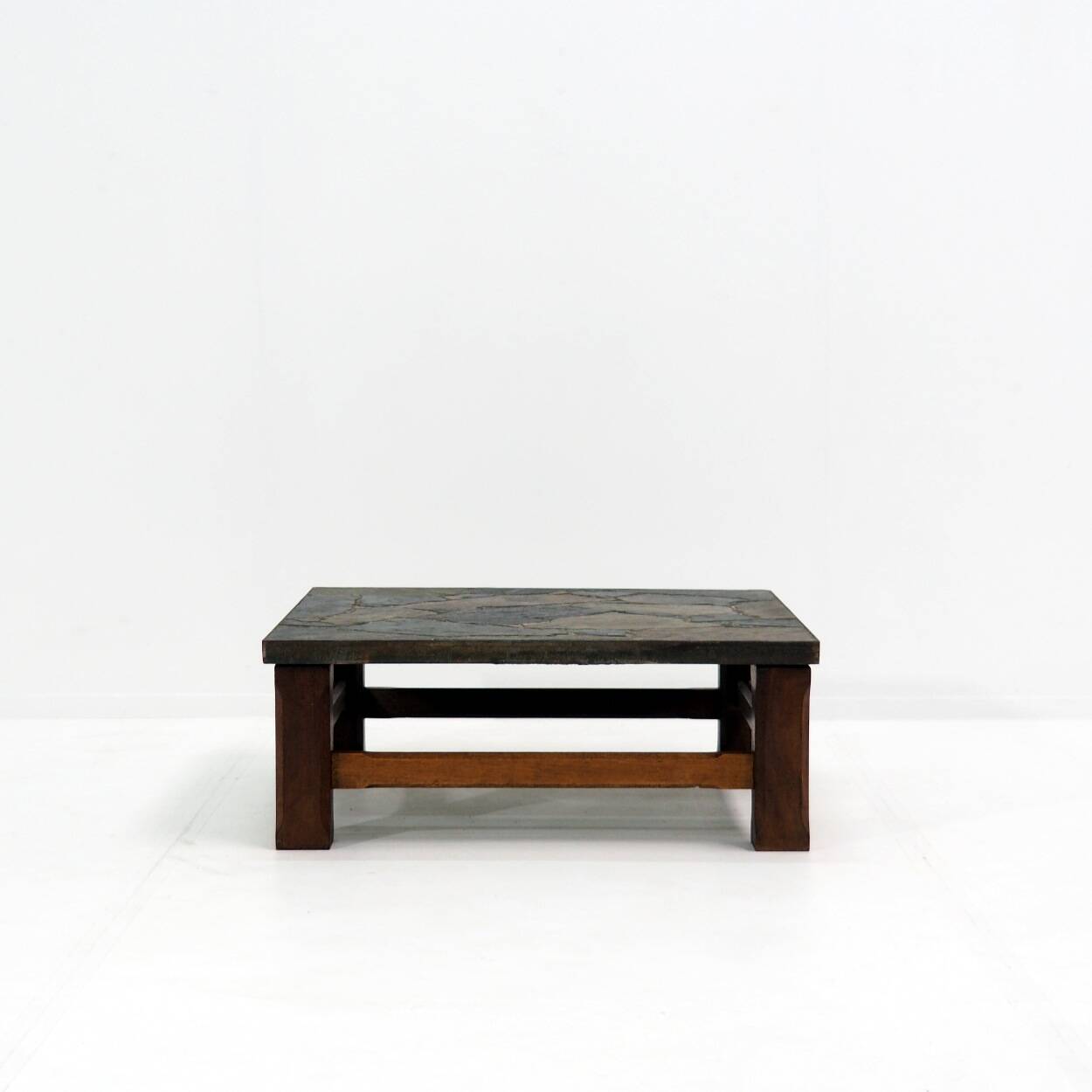 1960s Coffee Table made of Oak and Norwegian Sell Pillarguri Slate
