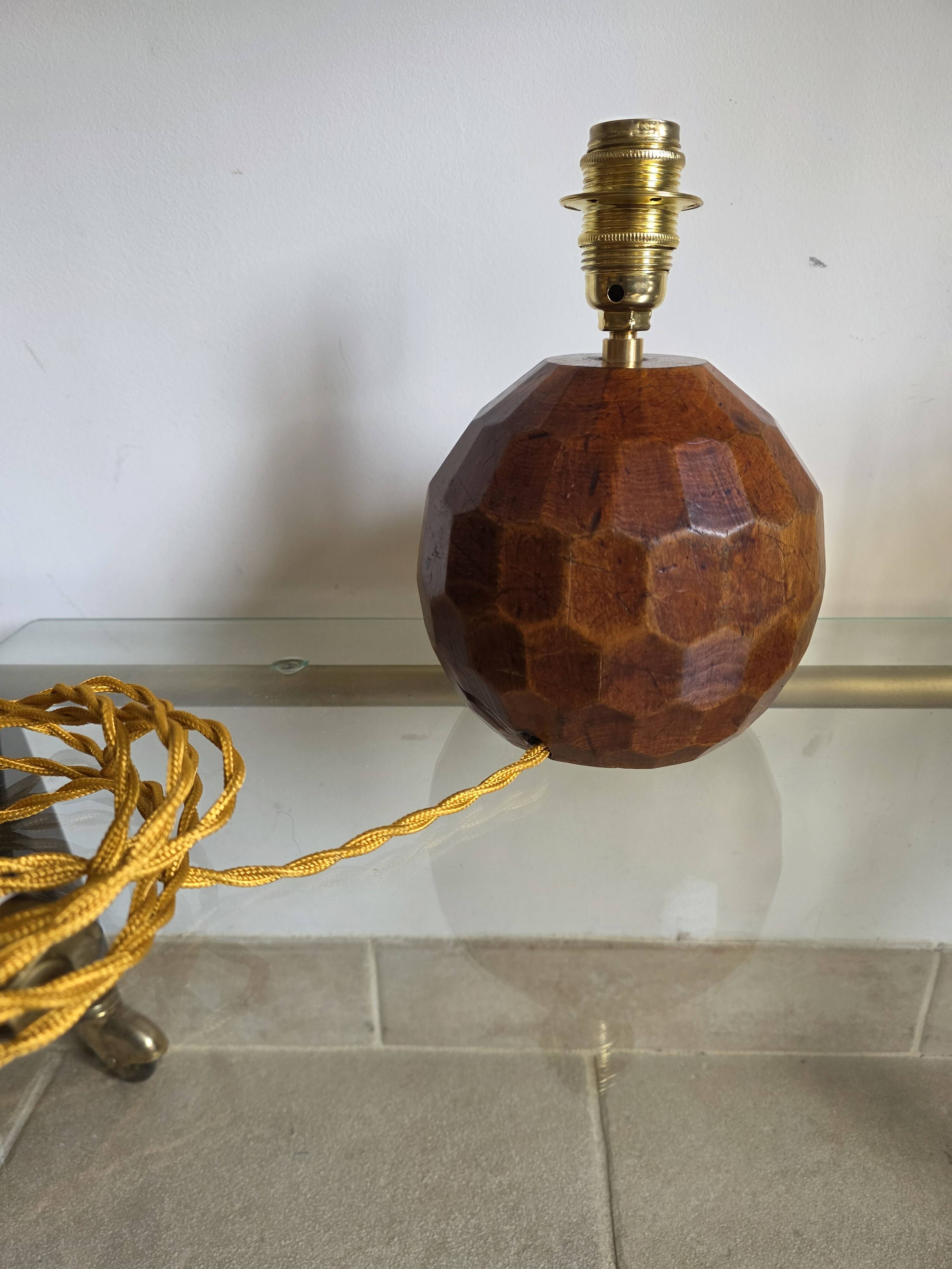 70's wooden ball lamp stands