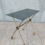 Vintage serving tray in brass and smoked glass 1960