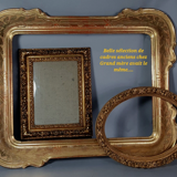 Old oval frame and glass foliage 40x30 cm wood stucco gilding gold leaf SB