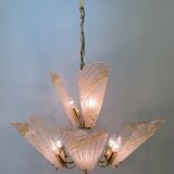 Italian murano glass chandelier hollywood regency design , 1970