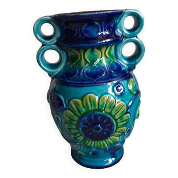 Vintage Germany ceramic vase with floral decoration