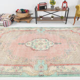 Pink madallion carpet rug 310x199cm