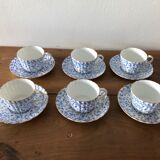 Set of 6 coffee cups in antique porcelain