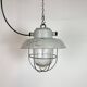 Grey Industrial Aluminium Cage Pendant Lamp with Frosted Glass, 1970s