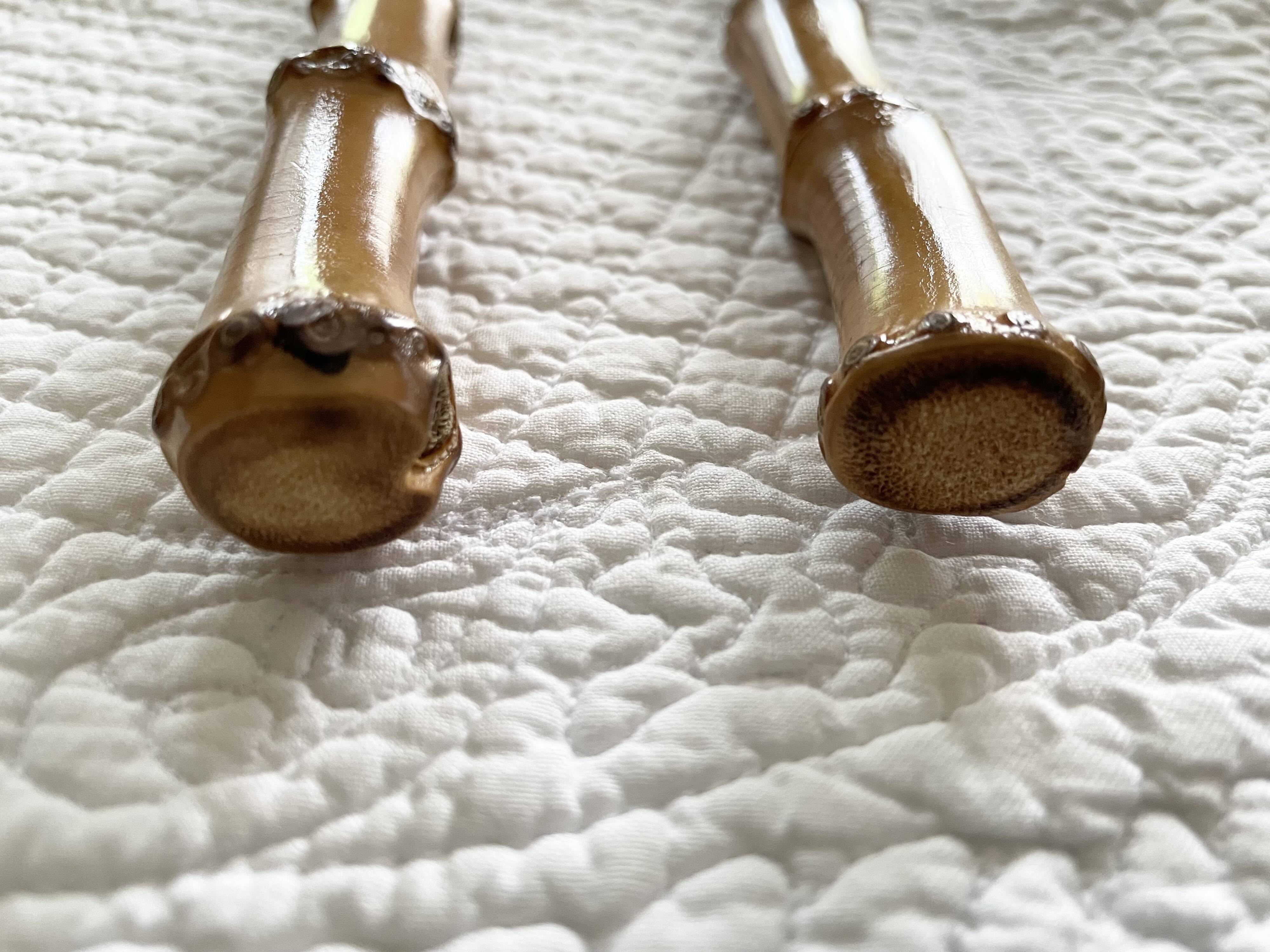 Serving cutlery with bamboo and stainless steel handles