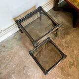 2 coffee tables, rattan sofa tips and smoked glass