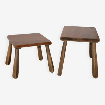 2 tables gigognes bois brutalistes