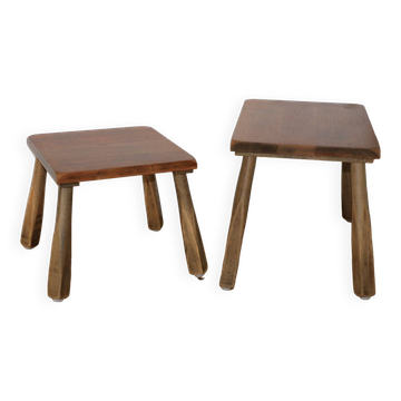 2 tables gigognes bois brutalistes