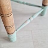 Tabouret tripode bois et assise rayée