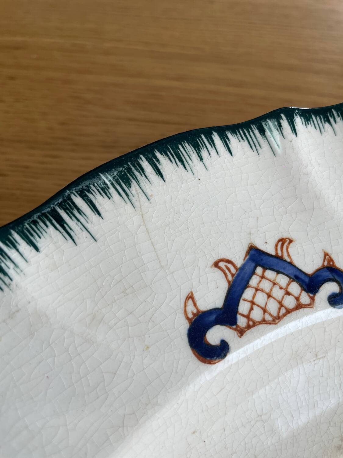 Large deep plate Longwy old Rouen