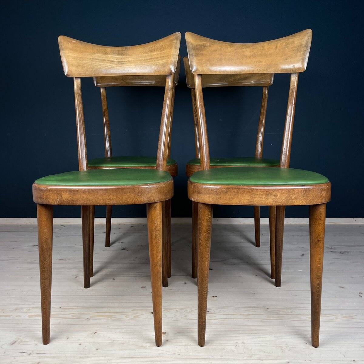 Vintage dining chairs by Pirelli Sapsa, Italy 1950s, set of 4.