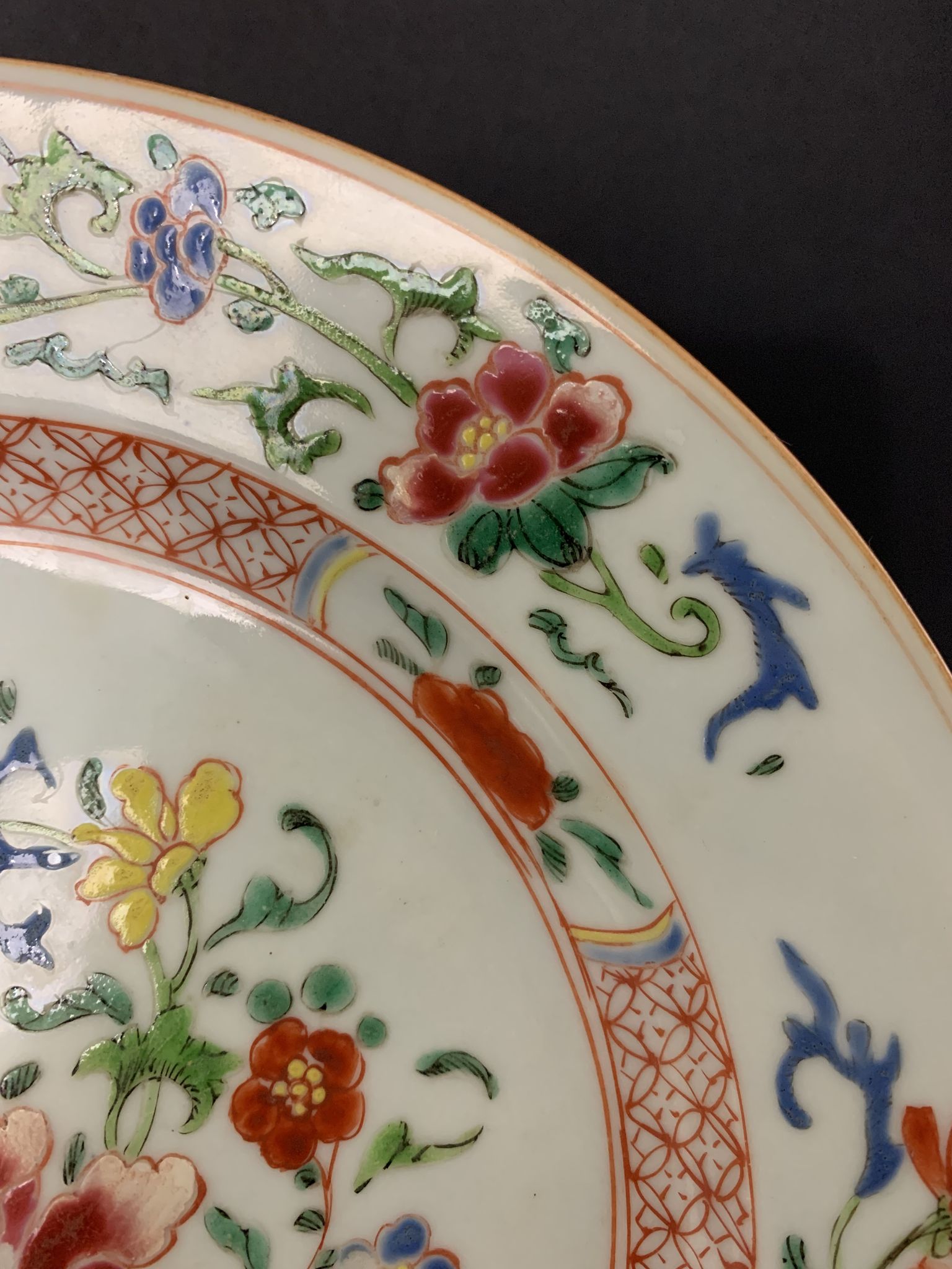 Chinese plate in porcelain pink family, late eighteenth century