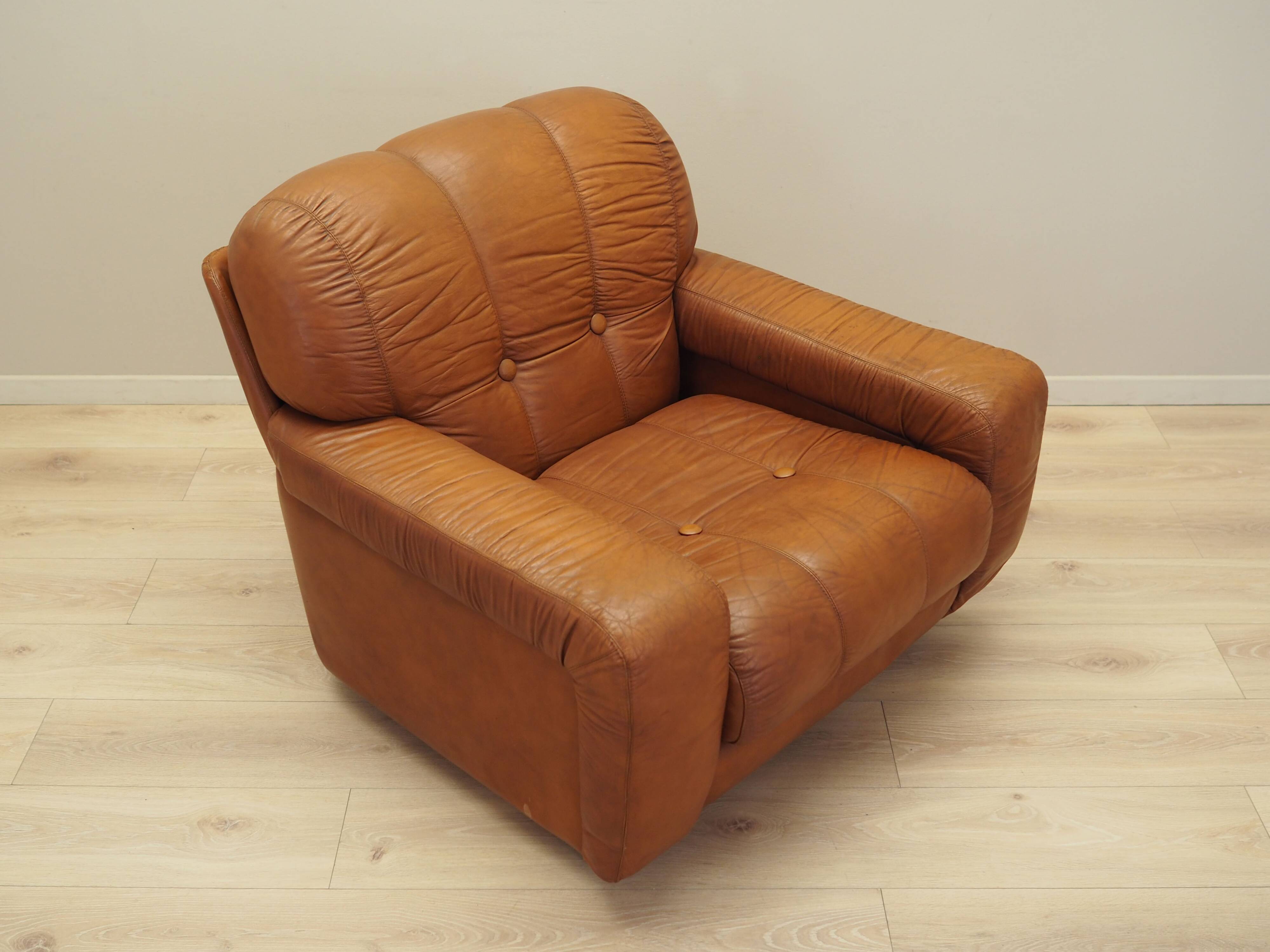 Brown armchair, Italian design, 1970s, production: Italy