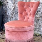 Pink velvet padded toad armchair 1970
