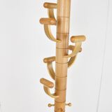 Modernist travertine and wood coat rack 1980s