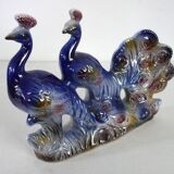 Italian ceramic sculpture 2 peacocks, 1960s