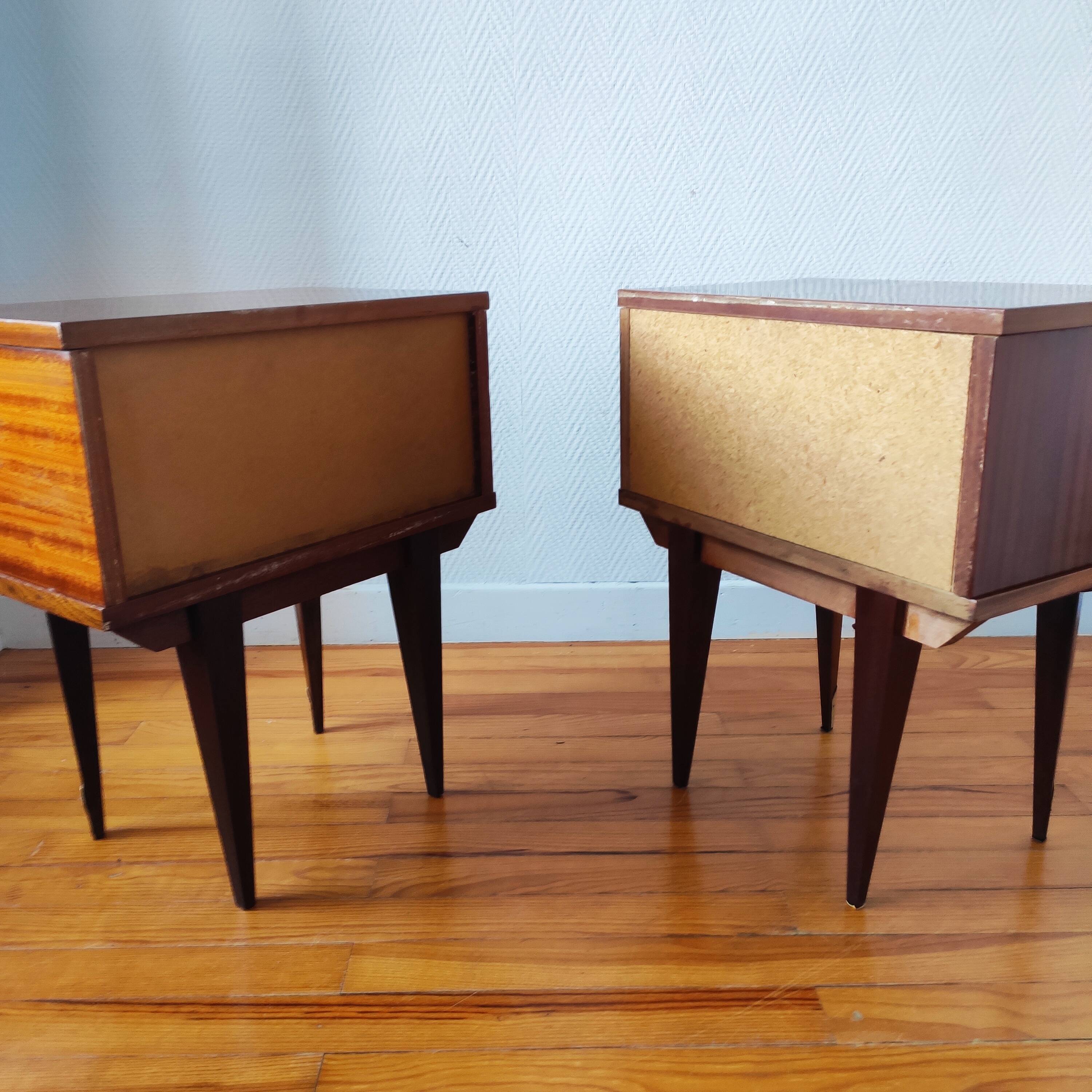 Pair of vintage Scandinavian design bedside tables from the 50s-60s.