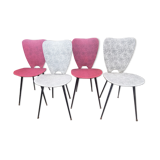 Four modernist chairs, steel, brass and skaï, 60s