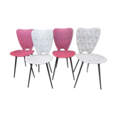 Quatre chaises moderniste, acier, laiton et skaï, années 60