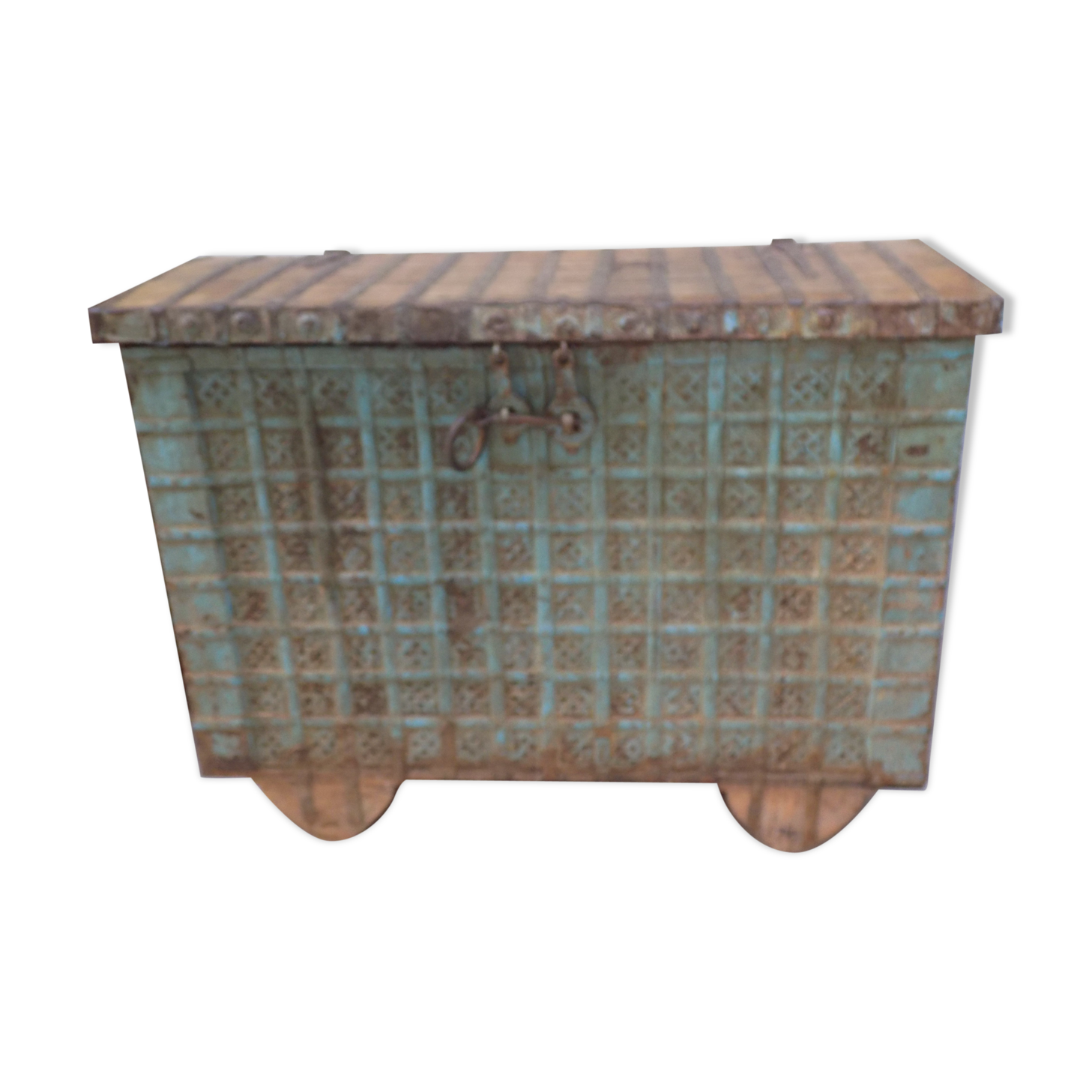 19th-century wooden wheel box