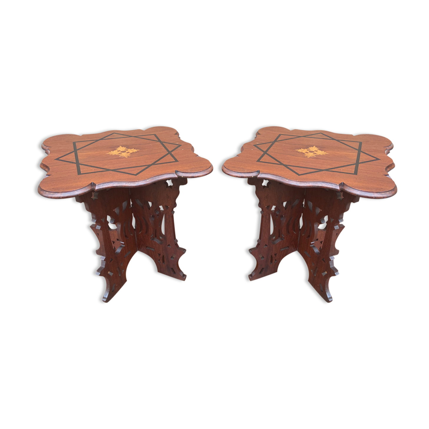 Pair of bedside tables Syrian rosewood vintage 1930