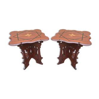 Pair of bedside tables Syrian rosewood vintage 1930