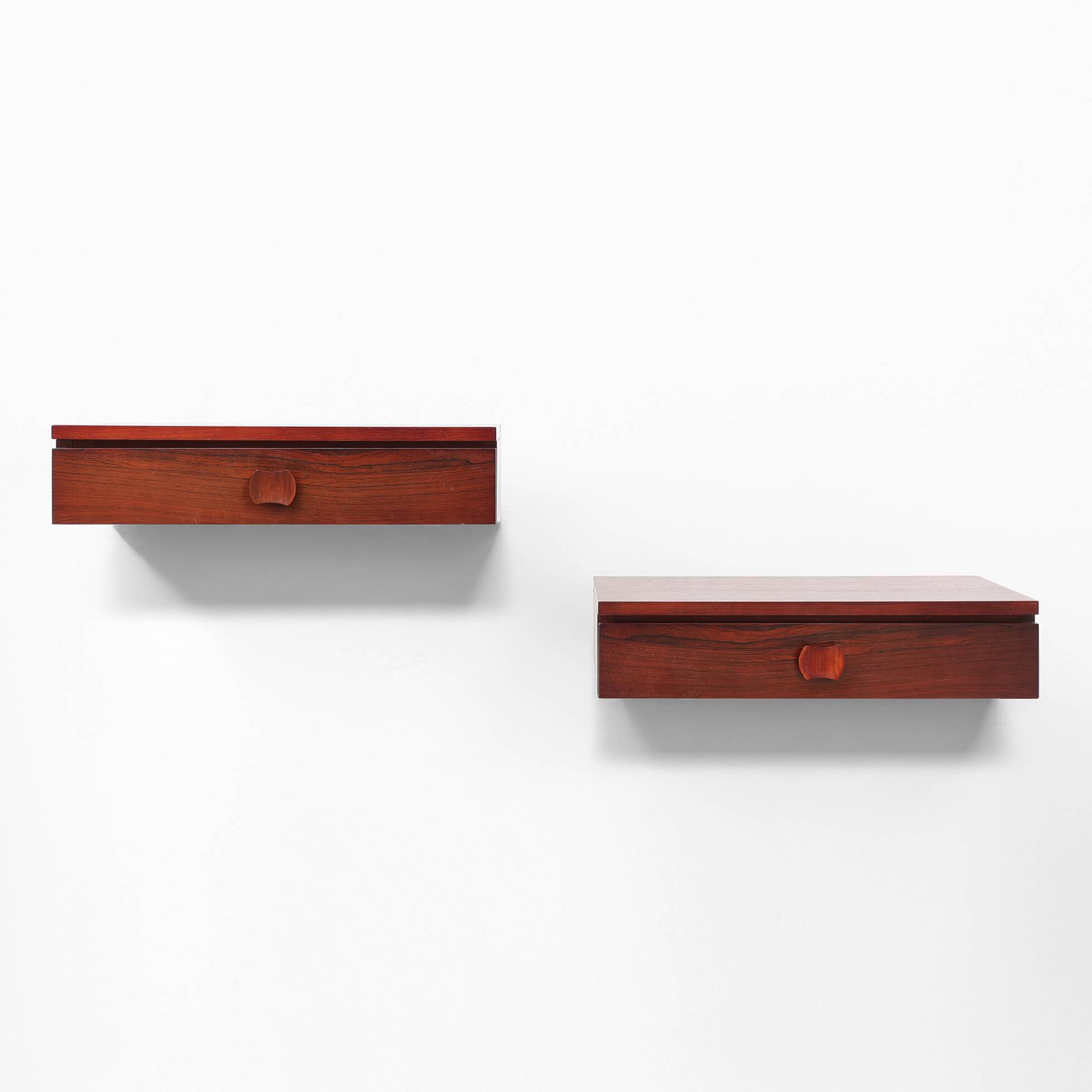 Pair of Mid-Century Modern Danish Wall-Mounted Nightstands in Walnut