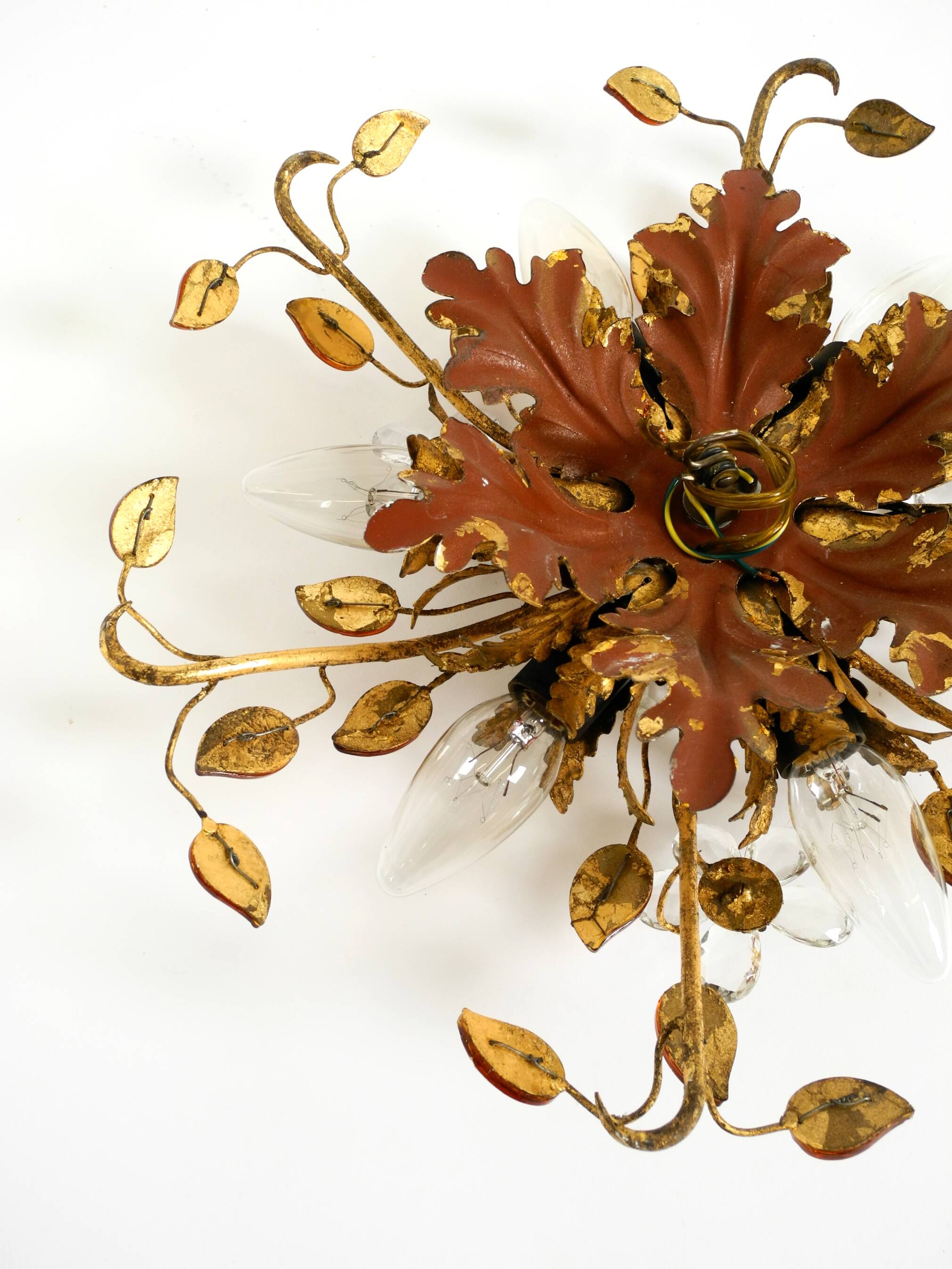 Very beautiful 1960s gold-plated ceiling or wall lamp by Banci Firenze, Ita