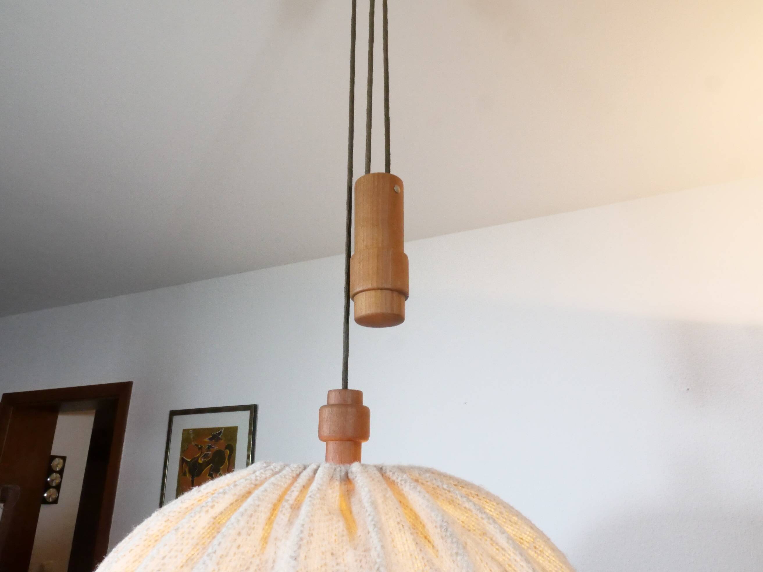 Teak Pull Pendant Ceiling Lamp Domus 1960s