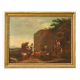 17th century bucolic landscape painting with figures, pastoral scene