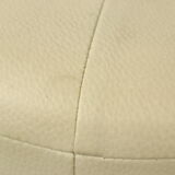 Pouf rond bois skai crème couleur blanc cassé 38cm