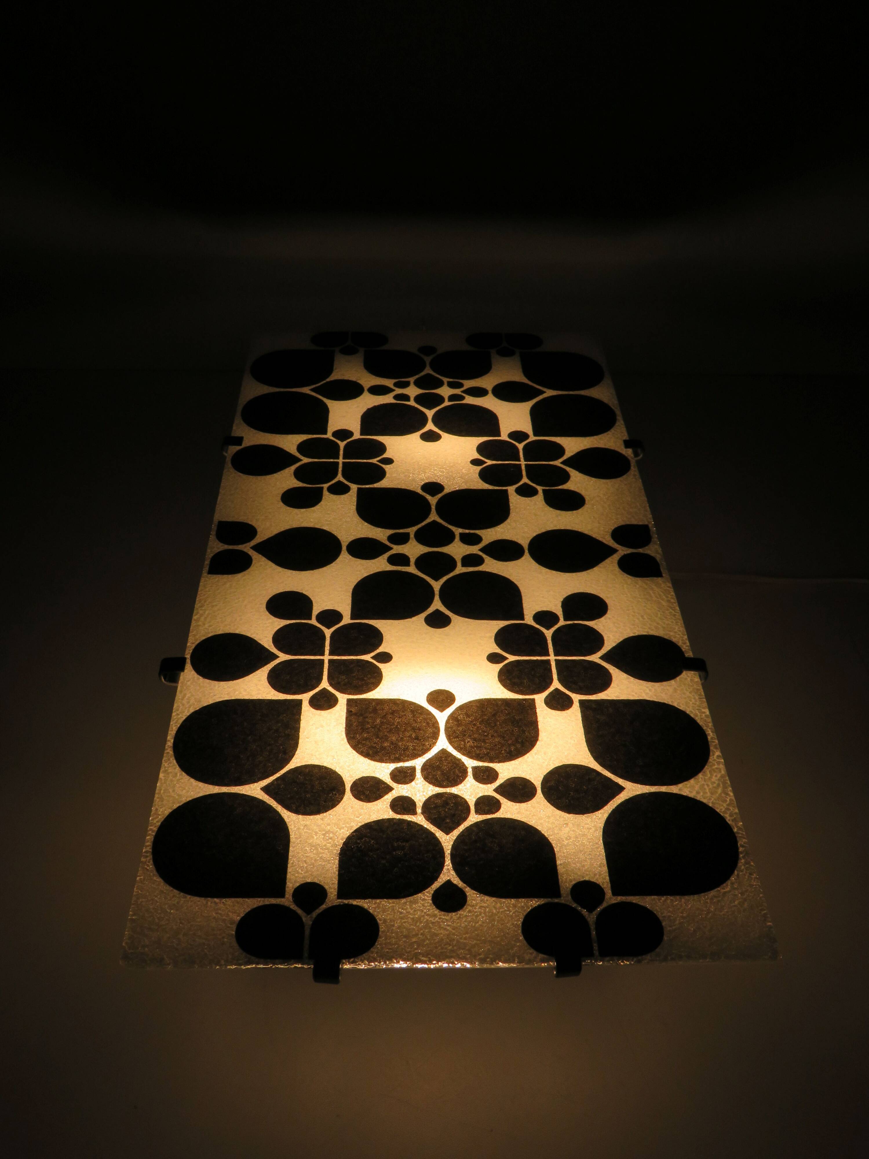 Applique murale postmoderne IKEA, verre décoratif noir et blanc, 1990