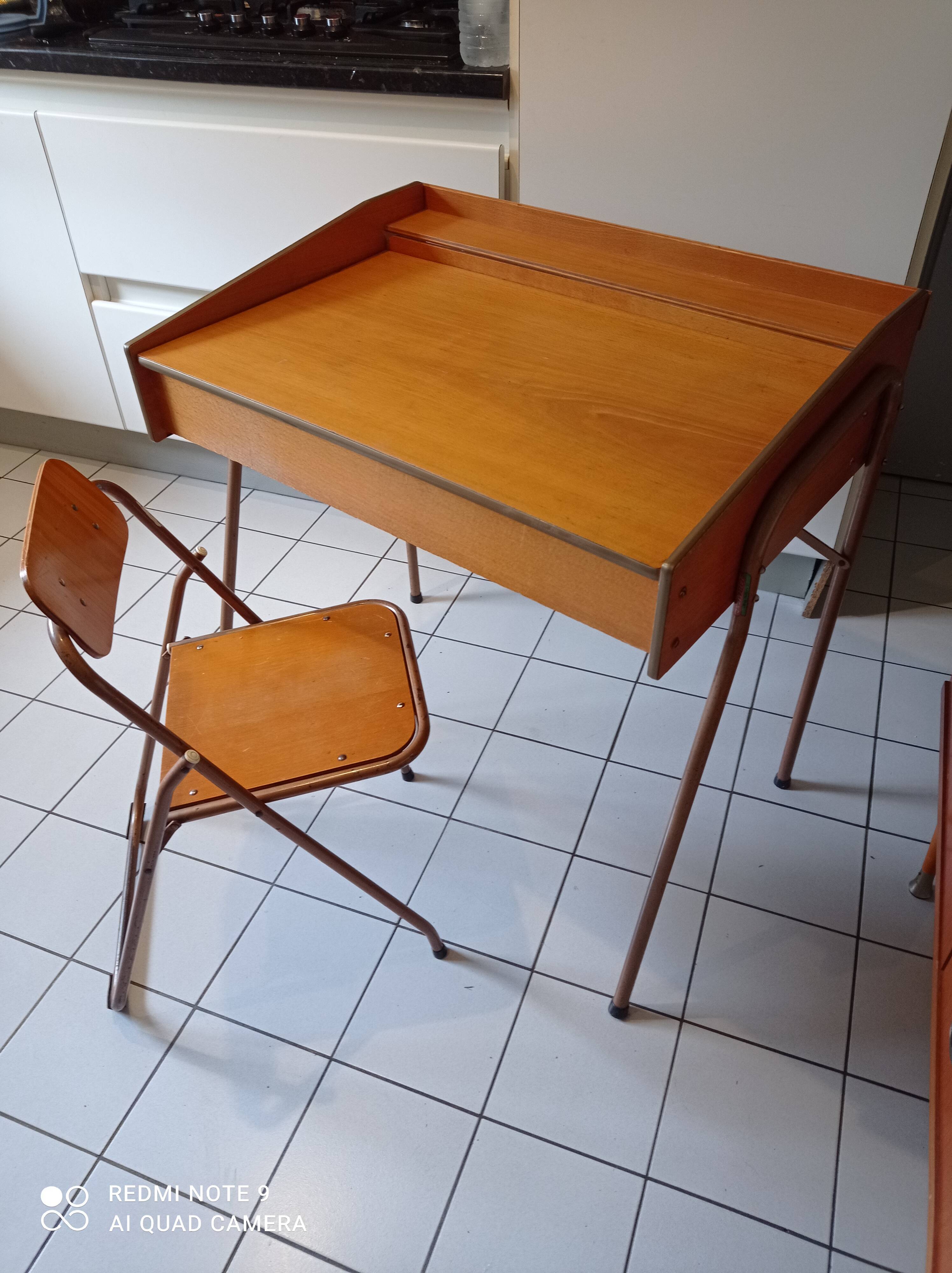 Bureau et chaise enfant vintage design lallemand