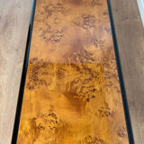 Vintage coffee table – wood burl and black lacquer, in the style of Ma.