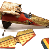 Old jep sheet metal airplane toy united France f252 stork squadron for part