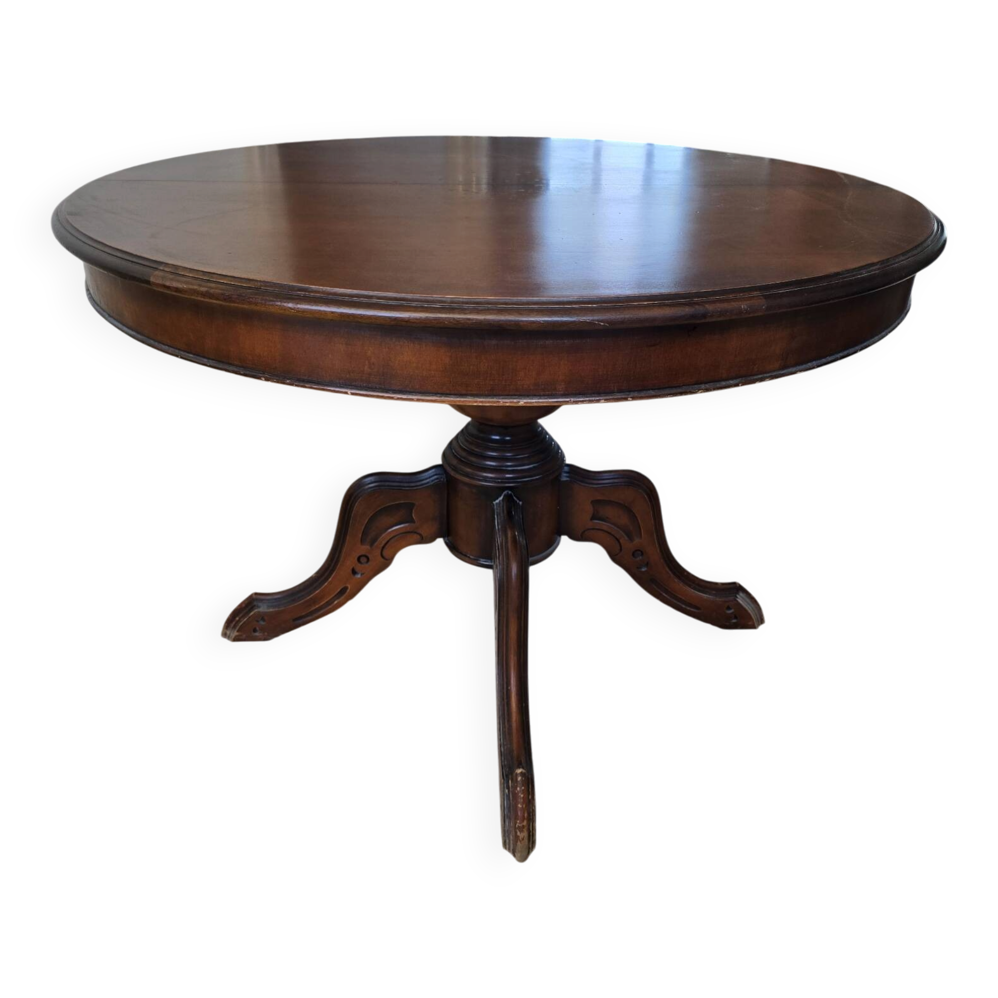 Antique round table with central leg – Ø 110cm