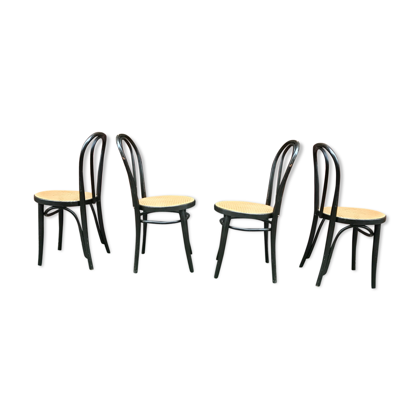 Série de 4 chaises bistrot tropquet des années 50 noir - numéro 18 -  cannée