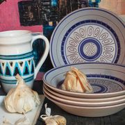 Cinq assiettes creuses céramiques M.B.F.A  PORNIC vintages service Daphné