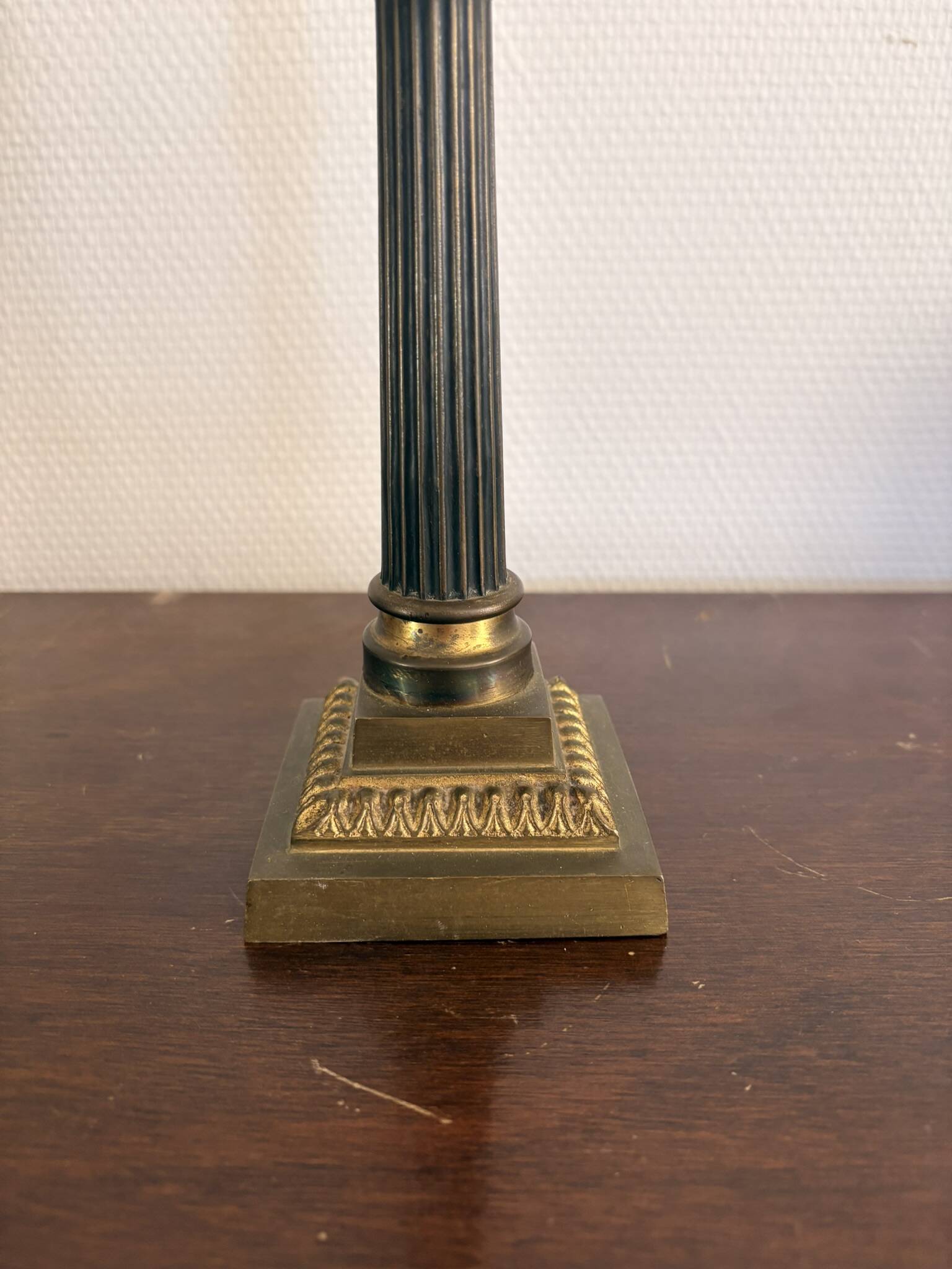 Antique Column Candle Holder Lamp Golden Brass Empire Directoire Neo-Classical