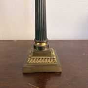 Antique Column Candle Holder Lamp Golden Brass Empire Directoire Neo-Classical