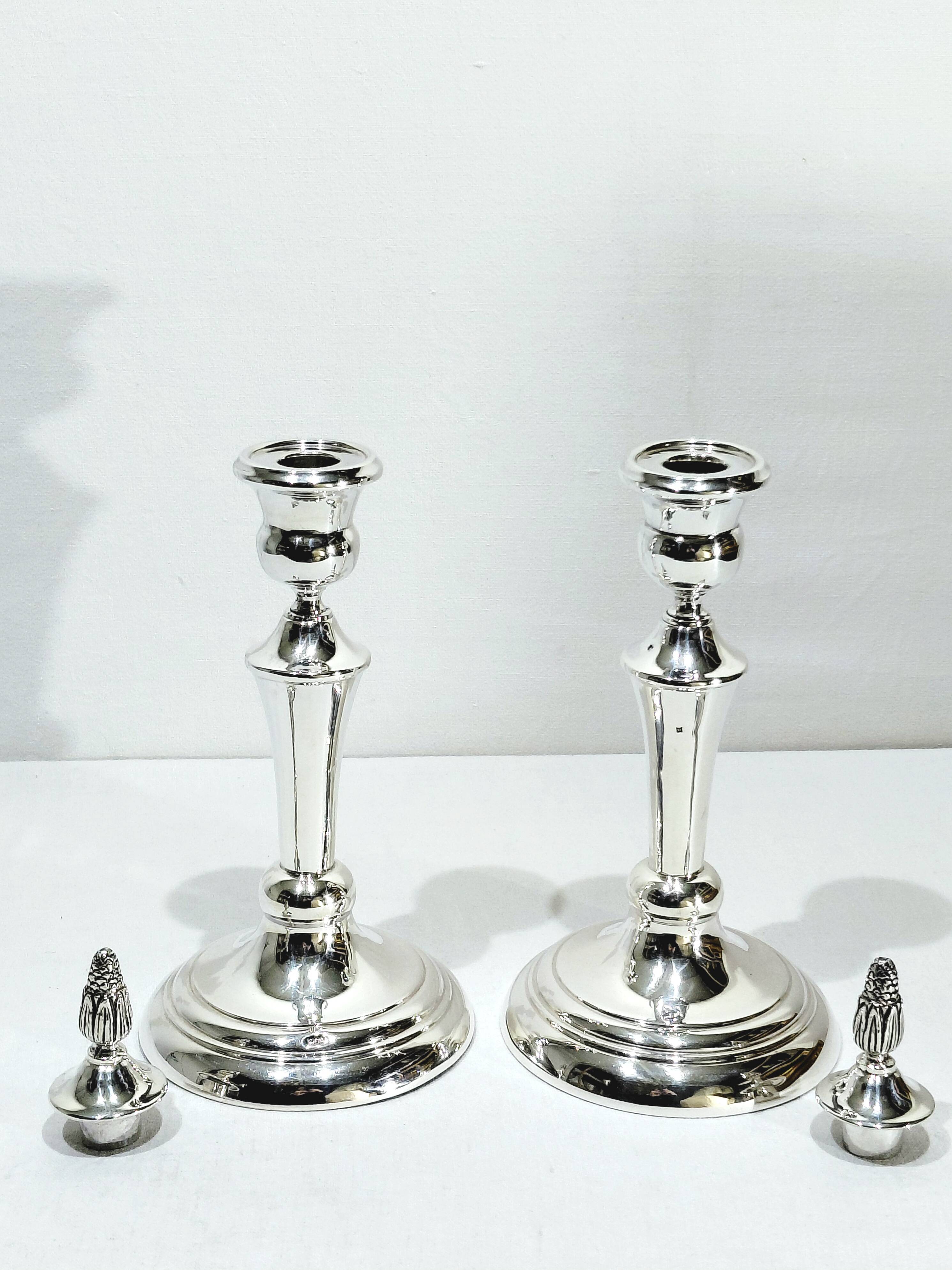 Pair of Silver Candle Holders Egypt
