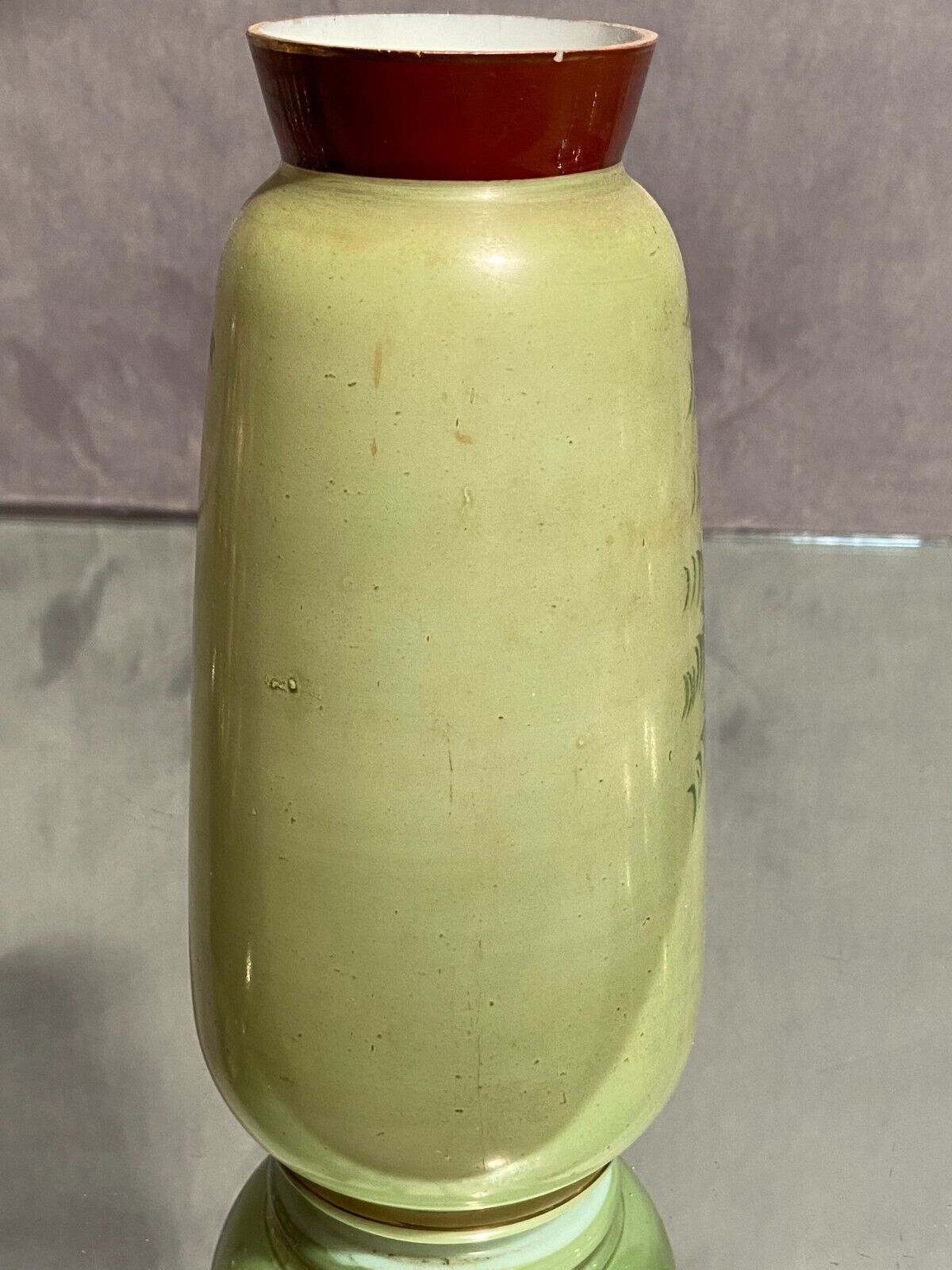 Opaline vase with fine nineteenth gold enamelled cartridge decoration
