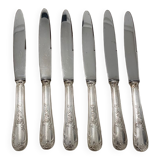 Set of 6 large vintage silver metal knives