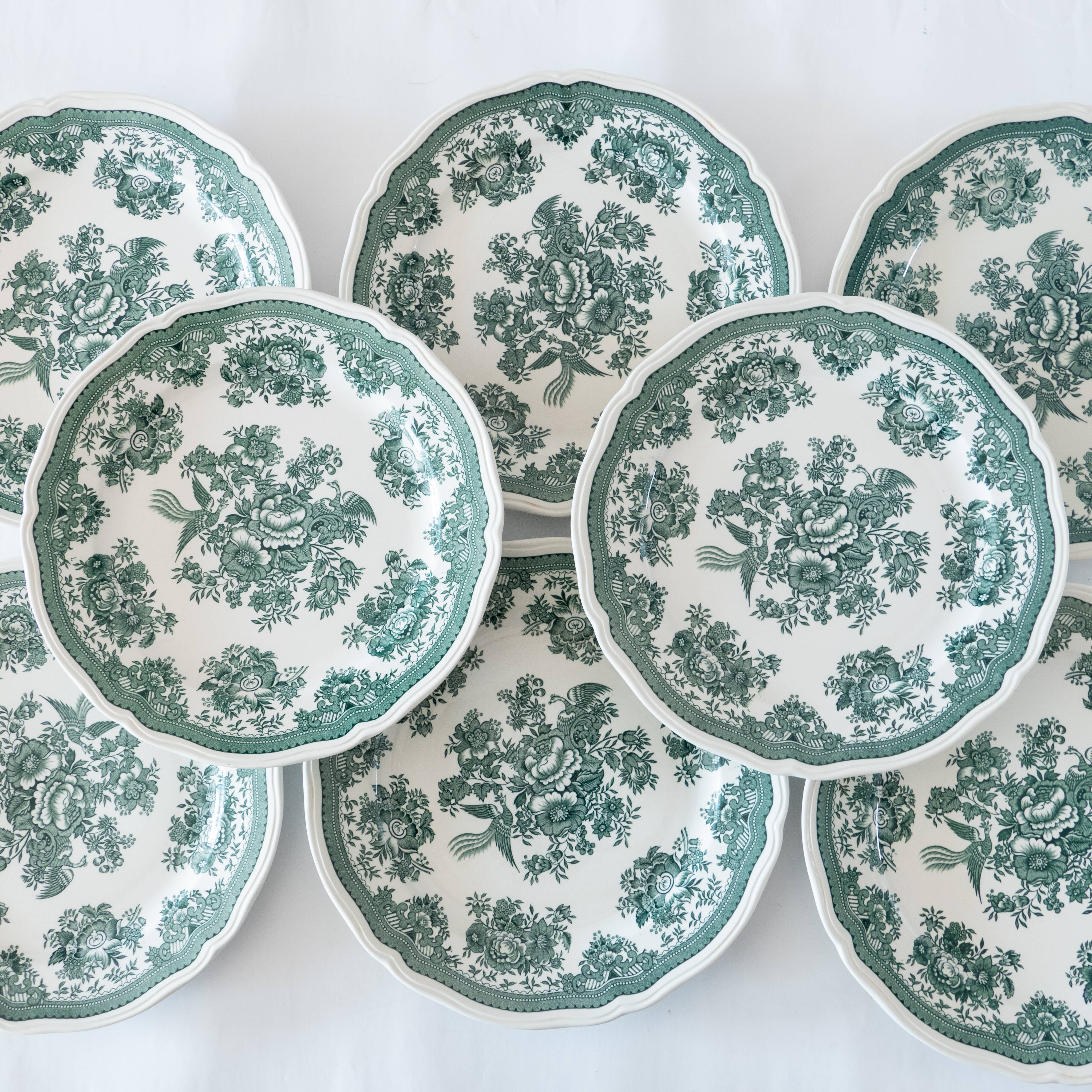 8 flat plates Villeroy & Boch, Fasan model, green