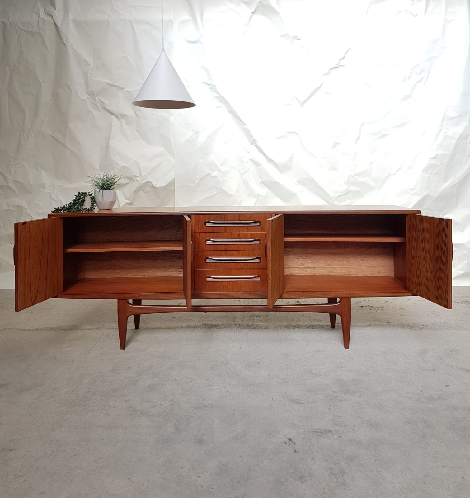 Vtg Mid Century G Plan Fresco Teak 7ft Sideboard Danish Design 60s 70s Retro