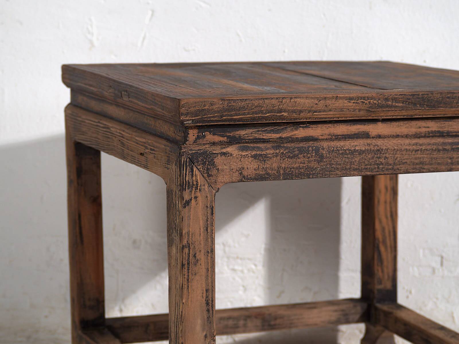 Square side table in old solid wood
