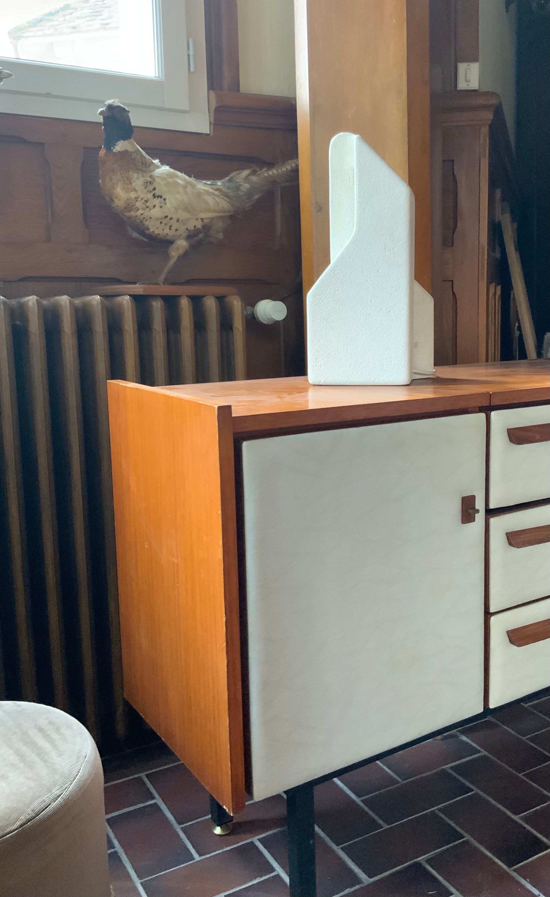 1970 carved stone lamp