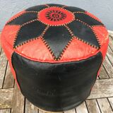 Moroccan leather pouf circa 1970